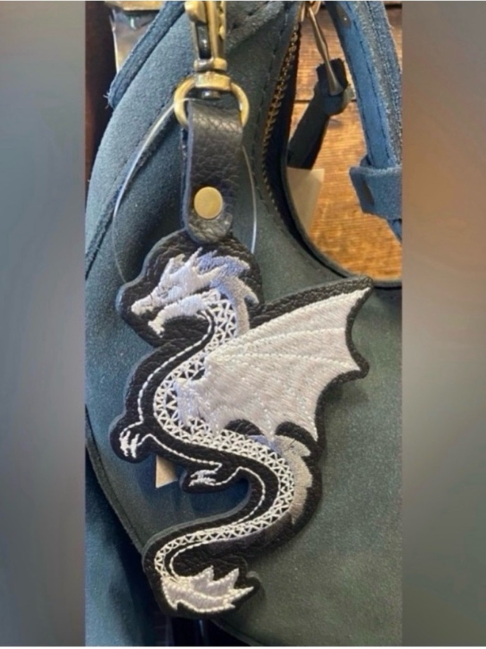 Portland Leather Pebbled Black Dragon Bag Charm Bag Flair - NEW